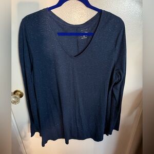 Apt. 9 Women's Silver Speckled Navy Long Sleeve Top
